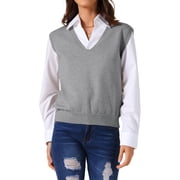 Women's Sweater Vest V Neck Sleeveless M Grey - rated 4 stars from 2 reviews