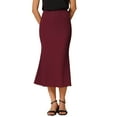 thumbnail image 1 of INSPIRE CHIC Women's Texture Stretchy Bodycon Mermaid Skirt Elastic High Waist Maxi Skirts S Wine Red, 1 of 6