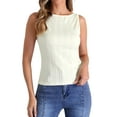 thumbnail image 1 of INSPIRE CHIC Women's Textured Knit Sleeveless Boat Neck Basic Tank Top XS Beige, 1 of 6