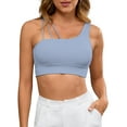 thumbnail image 1 of INSPIRE CHIC Women's Three Spaghetti Thin Straps Asymmetrical Sports Bra Workout Fitness Tank Top XL Blue, 1 of 5