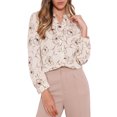 thumbnail image 1 of INSPIRE CHIC Women's Top Floral Print Button-down Shirts Notched Crew Neck Top XS Apricot, 1 of 6