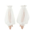 thumbnail image 1 of INSPIRE CHIC Women's Tulle Solid Color Transparent Fingerless Thin Sheer Large Lantern Sleeve One Size White, 1 of 6