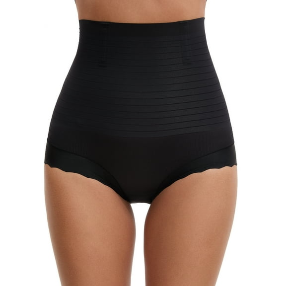 INSPIRE CHIC Women's Tummy Control Shapewear Panties High Waisted Body Shaper Panty Shaping Boyshorts Underwear M Black