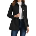 thumbnail image 1 of INSPIRE CHIC Women's Turn-Down Collar Single Breasted Outwear Winter Coat with Pockets M Black, 1 of 6