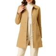 thumbnail image 1 of INSPIRE CHIC Women's Turn Down Collar Single Breasted Winter Mid Length Overcoat XL Khaki, 1 of 7