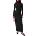thumbnail image 1 of INSPIRE CHIC Women's Turtleneck Dress Casual Party Club Slim Fit Long Sleeve Medium Black, 1 of 5