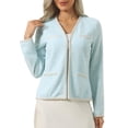 thumbnail image 1 of INSPIRE CHIC Women's Tweed Cardigan Long Sleeve Open Front Business Casual Knit Jacket for Dress M Light Blue, 1 of 4