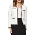 thumbnail image 1 of Women's Tweed Cardigan Long Sleeve Open Front Business Casual Knit Jacket for Dress S White, 1 of 5