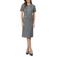 thumbnail image 1 of INSPIRE CHIC Women's Tweed Dress Button Decor Short Sleeve Elegant Work Sheath Dress XL Black, 1 of 2