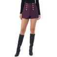 thumbnail image 1 of INSPIRE CHIC Women's Tweed Plaid Shorts Button Front High Waist Wide Legs Office Elegant Pants M Purple, 1 of 5