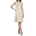thumbnail image 1 of INSPIRE CHIC Women's Tweed Round Neck Knee Length Sleeveless Work A-Line Dress L Yellow, 1 of 4