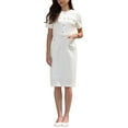 thumbnail image 1 of INSPIRE CHIC Women's Tweed Sheath Dress with Belted Short Sleeve Work 2026 Pencil Dress XL Beige White, 1 of 5
