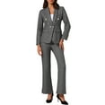 thumbnail image 1 of INSPIRE CHIC Women's Two Piece Sets Pants Suits Dressy Blazer Wide Leg Pants Pockets Business Casual Suit XS Grey, 1 of 6