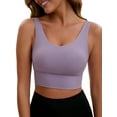 thumbnail image 1 of INSPIRE CHIC Women's V Back Wide Straps Slim Fit Full Coverage Sports Bras Longline Workout Padded Tank Top L Purple, 1 of 4