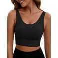 thumbnail image 1 of INSPIRE CHIC Women's V Back Wide Straps Slim Fit Full Coverage Sports Bras Longline Workout Padded Tank Top S Black, 1 of 4
