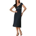 thumbnail image 1 of INSPIRE CHIC Women's Cap Sleeve Casual Classic Summer Midi Polka Dot Dresses XS Dark Blue, 1 of 6
