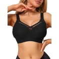 thumbnail image 1 of INSPIRE CHIC Women's V-Neck Mesh Full Coverage Wireless Soft Cup Wide Adjustable Straps Minimizer Bras 3XL Black, 1 of 5
