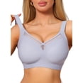 thumbnail image 1 of INSPIRE CHIC Women's V-Neck Mesh Full Coverage Wireless Soft Cup Wide Adjustable Straps Minimizer Bras 3XL Blue, 1 of 5