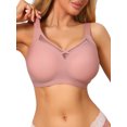 thumbnail image 1 of INSPIRE CHIC Women's V-Neck Mesh Full Coverage Wireless Soft Cup Wide Adjustable Straps Minimizer Bras M Pink, 1 of 5