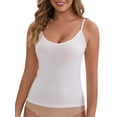 thumbnail image 1 of INSPIRE CHIC Women's V Neck Non-Adjustable Spaghetti Straps Camisole Lightweight Unpadded Loose Fit Solid Basic Tank Top S White, 1 of 6