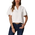 thumbnail image 1 of INSPIRE CHIC Women's V Neck Ruffle Short Sleeve Swiss Dot Dressy Casual Cute Summer Tops XL White, 1 of 5