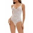 thumbnail image 1 of INSPIRE CHIC Women's V-Neck Shapewear Jumpsuit Tummy Control Sleeveless Floral Lace Leotard Bodysuit S White, 1 of 5