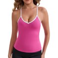 thumbnail image 1 of INSPIRE CHIC Women's V-Neck Spaghetti Straps Tank Top Slim Fit Solid Elastic Cropped Athletic Camisoles M Rose Red, 1 of 6