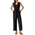 thumbnail image 1 of INSPIRE CHIC Wide Leg Jumpsuit for Women's V Neck Casual Sleeveless Romper S Black, 1 of 6