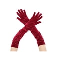 thumbnail image 1 of INSPIRE CHIC Women's Velvet Elbow Length Full Finger Evening Glove for Elegant Formal Dark Red, 1 of 6