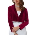thumbnail image 1 of INSPIRE CHIC Women's Velvet Shrug for Dresses Evening Long Sleeve Sparkle Trim Bridal Wedding Elegant Cocktail Bolero S Burgundy, 1 of 6