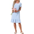 thumbnail image 1 of INSPIRE CHIC Women's Victorian Nightgown Princess Lace Ruffle Short Sleeve Cotton Sleepwear Loungewear L Blue, 1 of 6