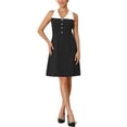 thumbnail image 1 of INSPIRE CHIC Women's Vintage Collared Dress Sleeveless Button Decor Evening Cocktail A-Line Mini Dresses S Black, 1 of 5