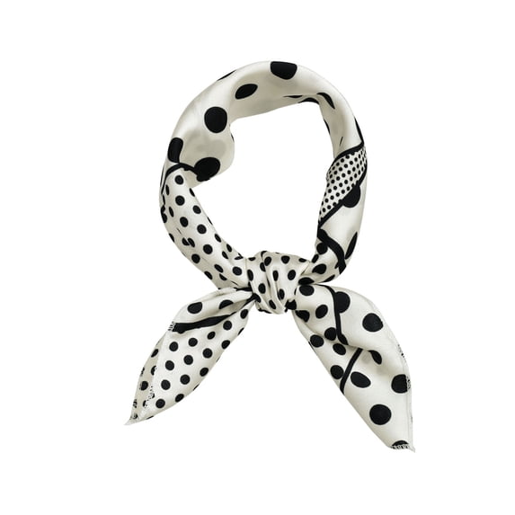 INSPIRE CHIC Women's Vintage Polka Dot Square Scarf Retro Print Head Scarf & Neck Neckerchief Black White 19.69*19.69 inch