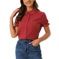 thumbnail image 1 of INSPIRE CHIC Women's Vintage Tops Peter Pan Collar Button Down Cotton Blouses Dark Red XL, 1 of 7