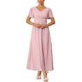 thumbnail image 1 of INSPIRE CHIC Women's Wedding Guest Dress Chiffon V Neck Pleated A-Line Maxi Formal Coctkail Dresses XL Dark Blue, 1 of 5