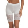 thumbnail image 1 of INSPIRE CHIC Women's Wide Lace Trim Slip Shorts Lightweight Comfort Thigh Slimmers, Available in Plus Size White L, 1 of 5