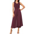thumbnail image 1 of INSPIRE CHIC Women's Wide Leg Jumpsuits Chiffon V Neck Cocktail Sleeveless Jumpsuit M Maroon, 1 of 4