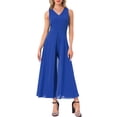 thumbnail image 1 of INSPIRE CHIC Women's Wide Leg Jumpsuits Chiffon V Neck Cocktail Sleeveless Jumpsuit M Royal Blue, 1 of 4