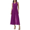 thumbnail image 1 of INSPIRE CHIC Women's Wide Leg Jumpsuits Chiffon V Neck Cocktail Sleeveless Jumpsuit S Purple, 1 of 6