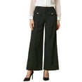 thumbnail image 1 of INSPIRE CHIC Women's Wide Leg Pants Long Trousers with Flap Pockets S Black, 1 of 5