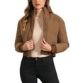 thumbnail image 1 of INSPIRE CHIC Women's Winter Bomber Jacket Outwear Baggy Padded Cropped Coats M Brown, 1 of 6