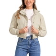 thumbnail image 1 of INSPIRE CHIC Women's Winter Bomber Jacket Outwear Baggy Padded Cropped Coats XS Beige, 1 of 6