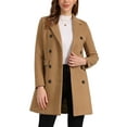 thumbnail image 1 of INSPIRE CHIC Women's Winter Coat Notched Lapel Double Breasted Trench Coat L Camel, 1 of 7
