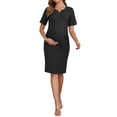 thumbnail image 1 of INSPIRE CHIC Women's Work Maternity Dresses Semi Formal Short Sleeves V-Neck Front Pleated Office Pregnancy Business Dress 2XL Black, 1 of 6