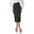 thumbnail image 1 of INSPIRE CHIC Women's Work Midi Skirt Straight Knot Split Hem High Waisted Skirts S Grey, 1 of 6
