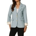 thumbnail image 1 of INSPIRE CHIC Women's Work Office Blazer Notched Lapel Long Sleeve Jacket Suit Blazer M Light Blue, 1 of 6
