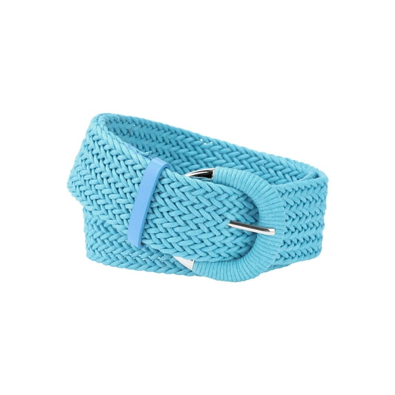 INSPIRE CHIC Women's Woven Waist Belts Dress Metal Buckle Wide Braided Belts Lake Blue 129cm