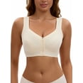 thumbnail image 1 of INSPIRE CHIC Women's Zip Front Closure Full Coverage Wirefree Tank Back Bralette Wide Straps Bras B 36 Beige, 1 of 4