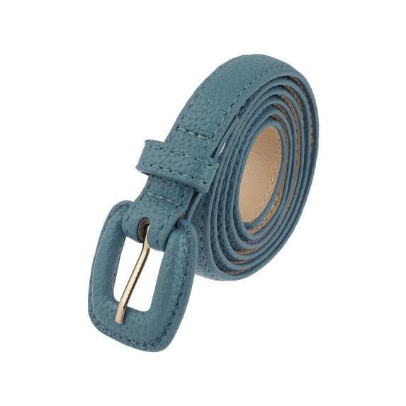 INSPIRE CHIC Womens 0.7" Width Textured Belts, Classic Causal Faux Leather Waistband for Jeans Pants Dresses 44.1x0.7"(LxW) Bondi Blue