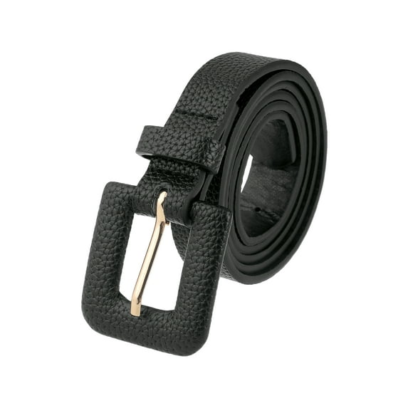 INSPIRE CHIC Womens 0.8" Width Textured Belts, Fashion Causal Faux Leather Waistband for Jeans Pants Dresses 44.1x0.8"(LxW) Black